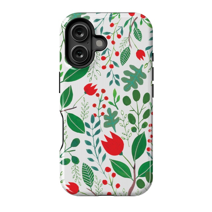 iPhone 16 StrongFit Christmas Floral White by Hanny Agustine