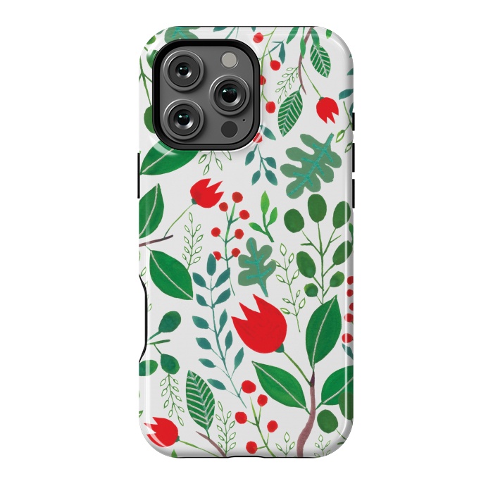 iPhone 16 Pro Max StrongFit Christmas Floral 2 White by Hanny Agustine