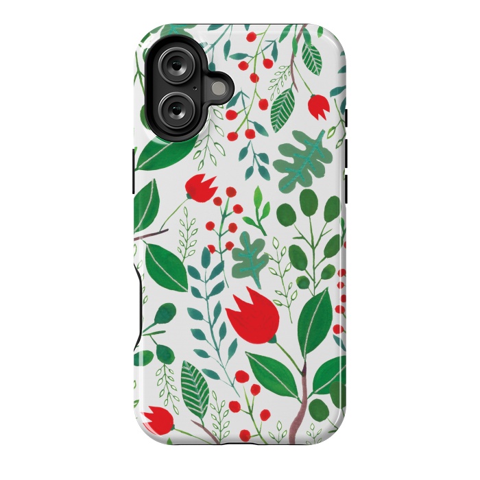 iPhone 16 Plus StrongFit Christmas Floral 2 White by Hanny Agustine