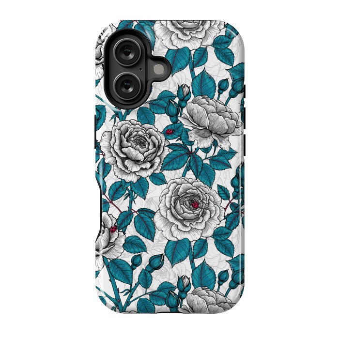 iPhone 16 StrongFit  White roses and ladybugs by Katerina Kirilova