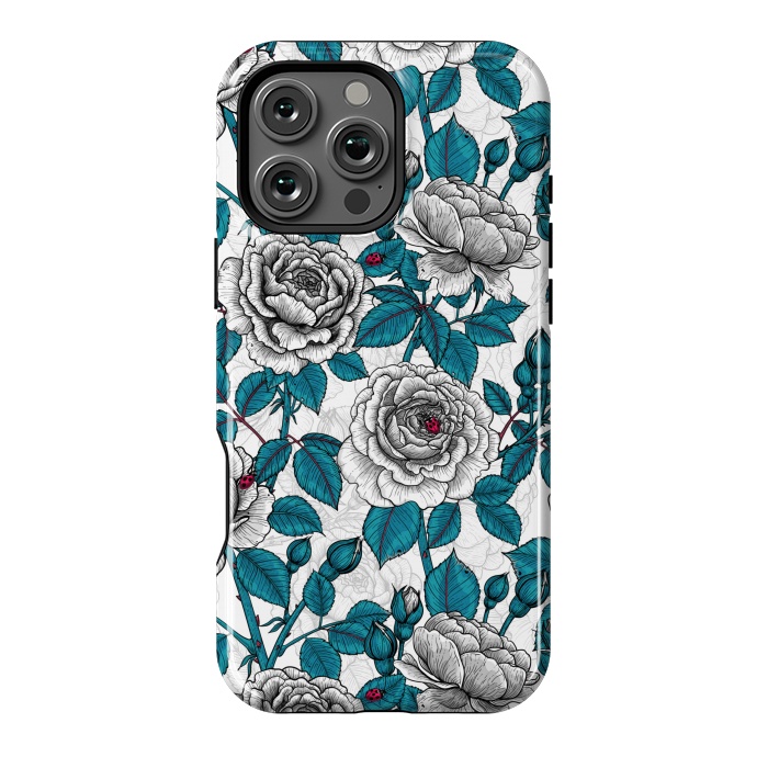 iPhone 16 Pro Max StrongFit  White roses and ladybugs by Katerina Kirilova