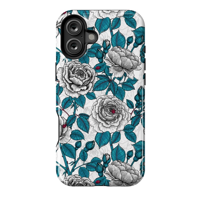 iPhone 16 Plus StrongFit  White roses and ladybugs by Katerina Kirilova