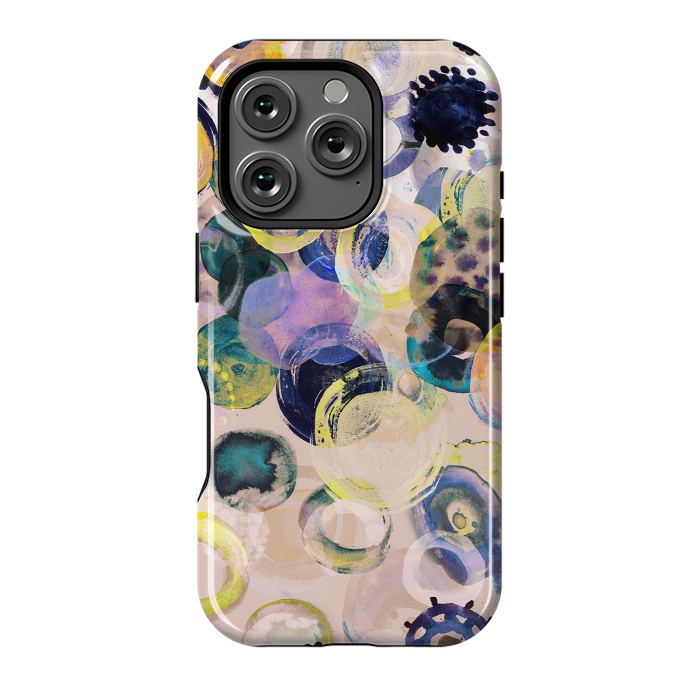 iPhone 16 Pro StrongFit Colorful playful watercolour dots by Oana 