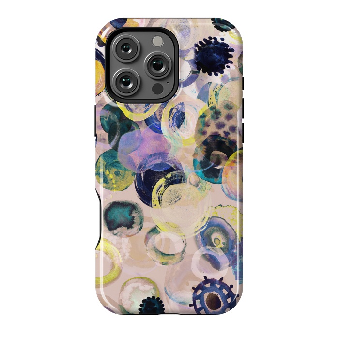 iPhone 16 Pro Max StrongFit Colorful playful watercolour dots by Oana 