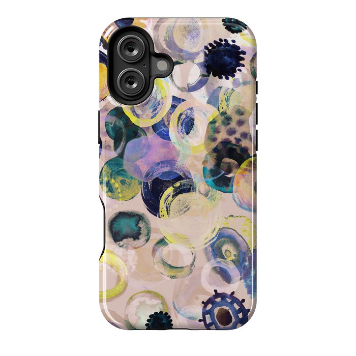 iPhone 16 Plus StrongFit Colorful playful watercolour dots by Oana 