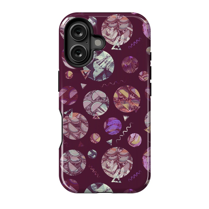 iPhone 16 StrongFit Pop art geo circles and watermelon pattern by Oana 