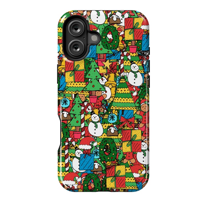 iPhone 16 Plus StrongFit Merry Christmas pattern by Steve Wade (Swade)