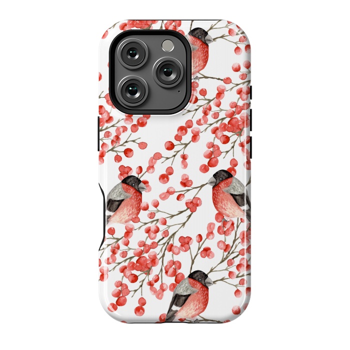 iPhone 16 Pro StrongFit Bullfinch and berries by Julia Badeeva