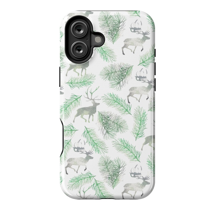 iPhone 16 Plus StrongFit Deer and pine branches by Julia Badeeva