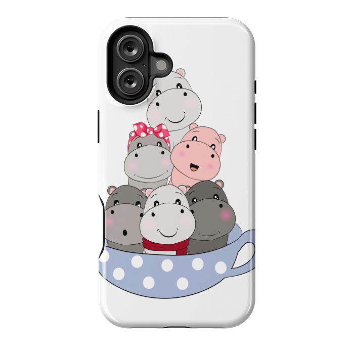 iPhone 16 Plus StrongFit cute hippos by haroulita