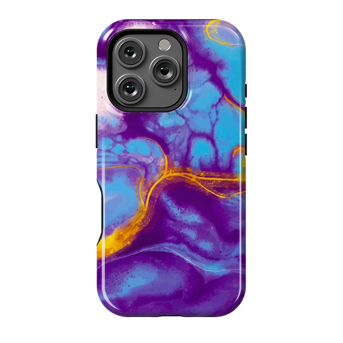 iPhone 16 Pro StrongFit blue purple gold marble by haroulita