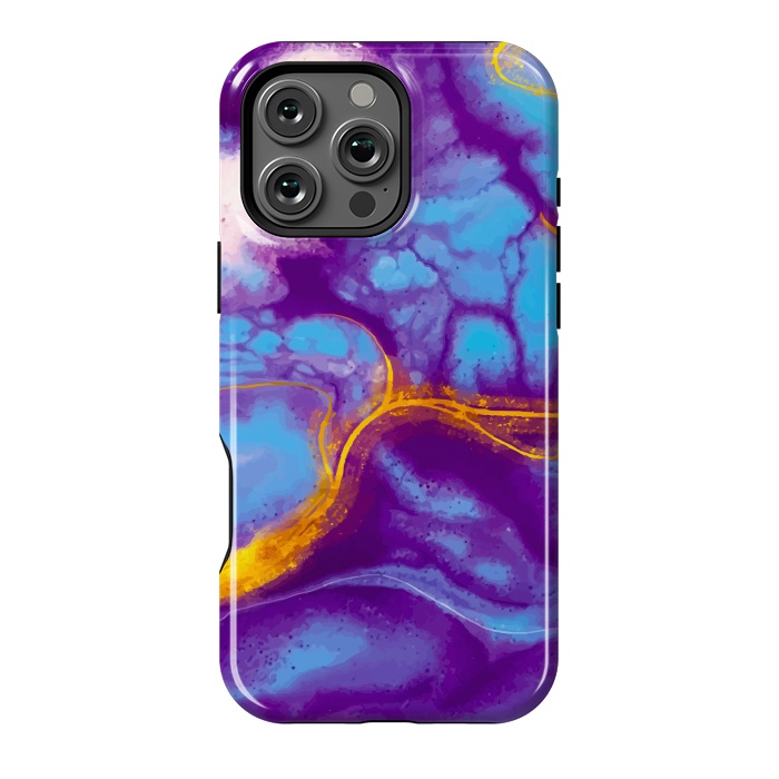 iPhone 16 Pro Max StrongFit blue purple gold marble by haroulita