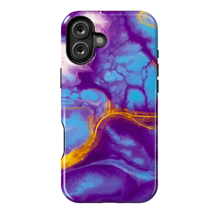 iPhone 16 Plus StrongFit blue purple gold marble by haroulita