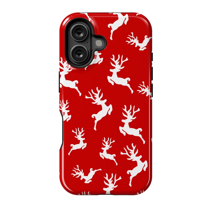 iPhone 16 StrongFit white christmas deer by MALLIKA