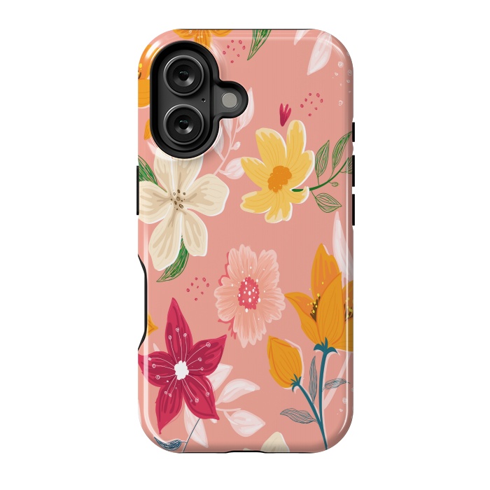 iPhone 16 StrongFit peach floral print by MALLIKA