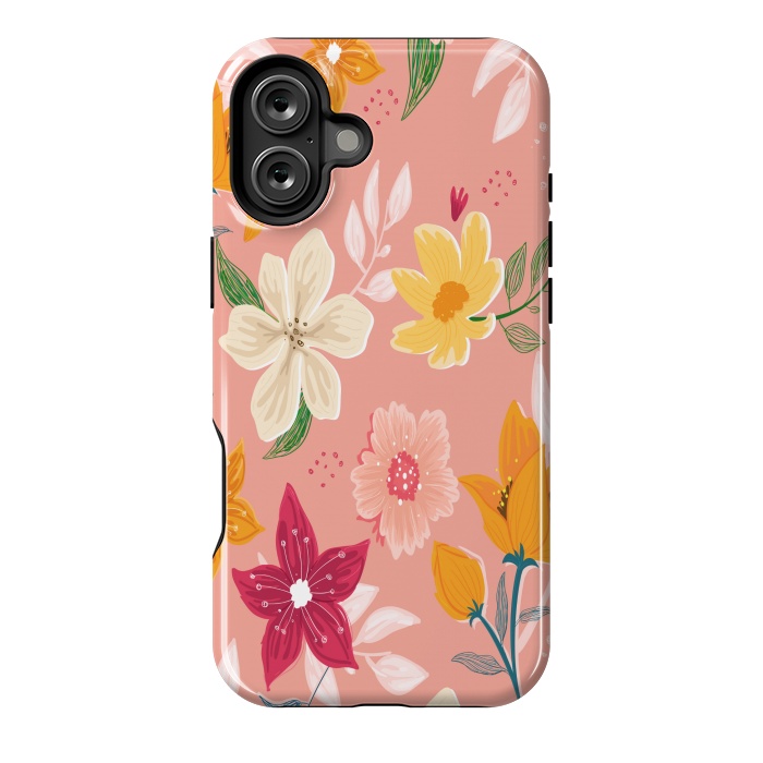 iPhone 16 Plus StrongFit peach floral print by MALLIKA