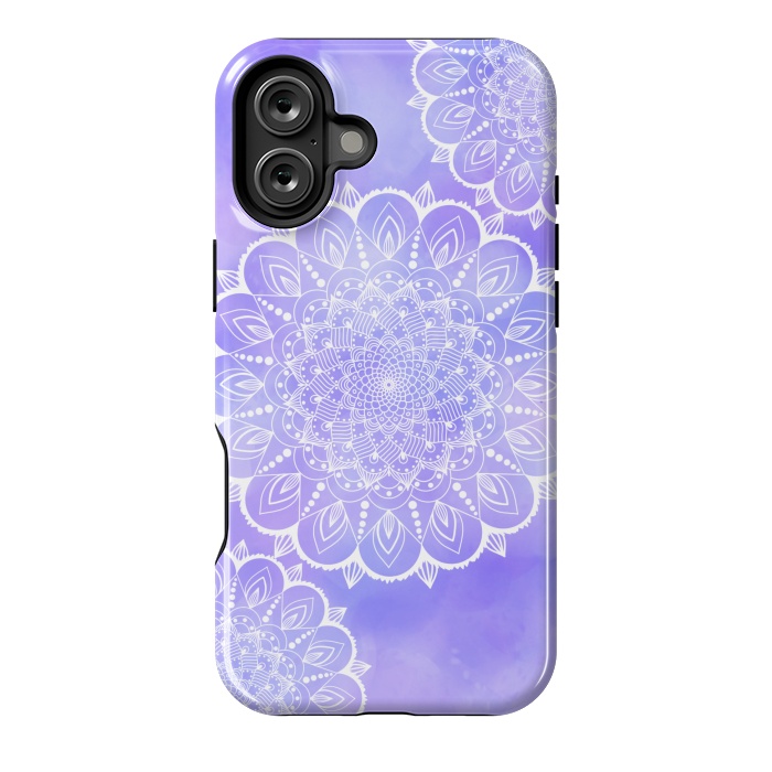 iPhone 16 Plus StrongFit Purple mandala flowers by Jms