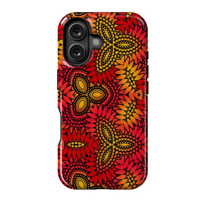 iPhone 16 StrongFit Mandala style red and yellow decorative design by Josie