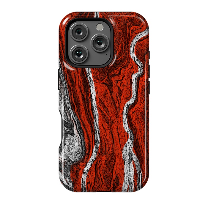 iPhone 16 Pro StrongFit Red and white marble texture design by Josie