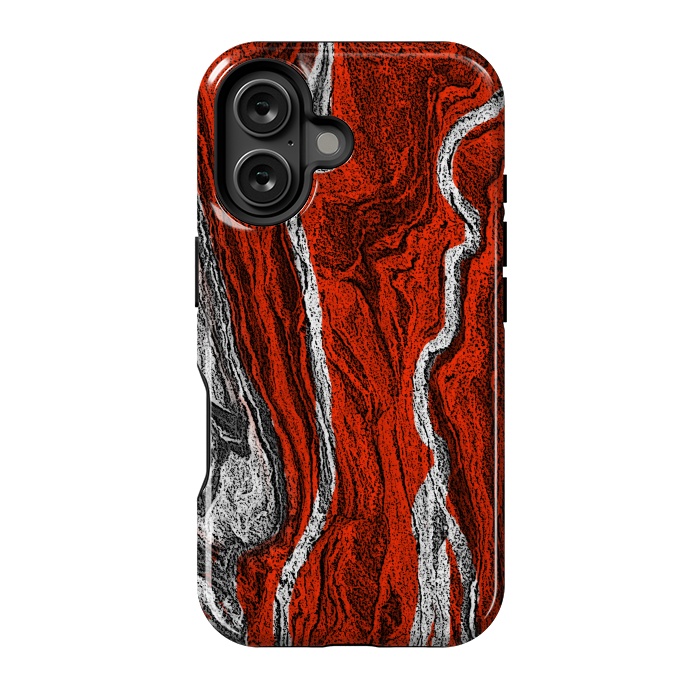 iPhone 16 StrongFit Red and white marble texture design by Josie