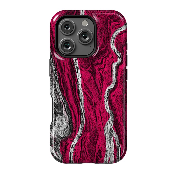 iPhone 16 Pro StrongFit Pink and white marble textured design by Josie