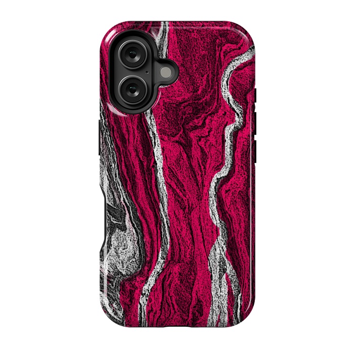 iPhone 16 StrongFit Pink and white marble textured design by Josie