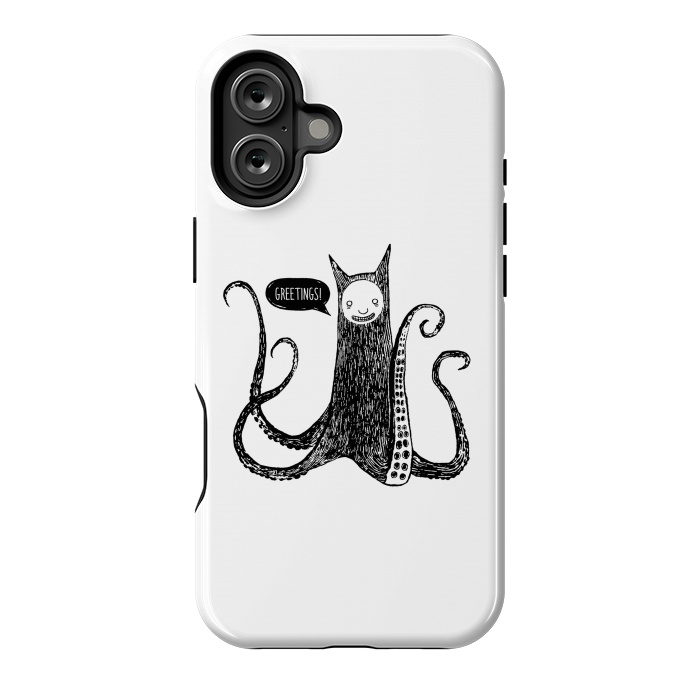 iPhone 16 Plus StrongFit Greetings from the kraken cat by Laura Nagel