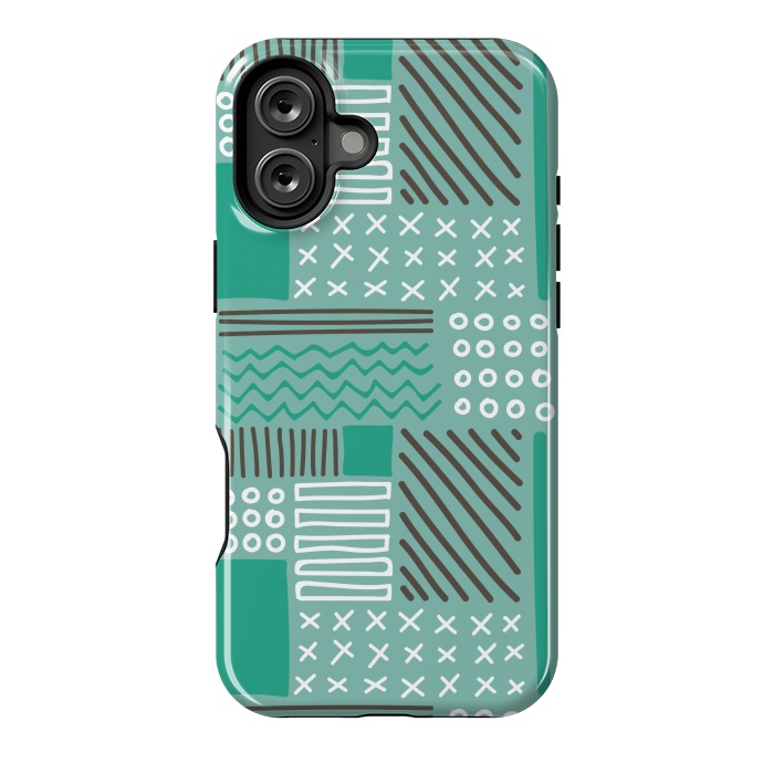 iPhone 16 Plus StrongFit green aztec print 2 by MALLIKA