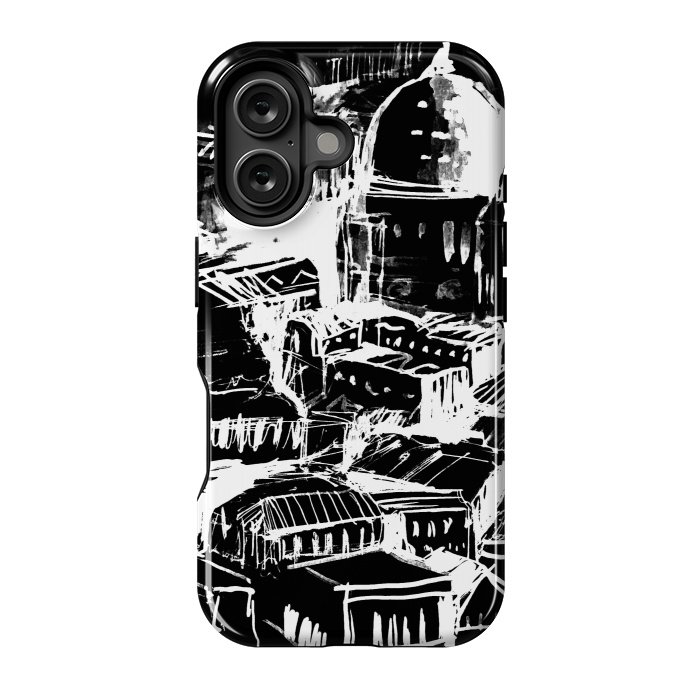 iPhone 16 StrongFit Venice Italian cityscape white ink sketch by Oana 