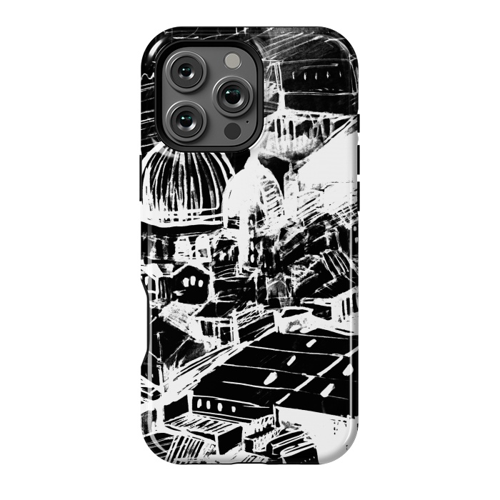 iPhone 16 Pro Max StrongFit Venice Italian cityscape white ink sketch by Oana 