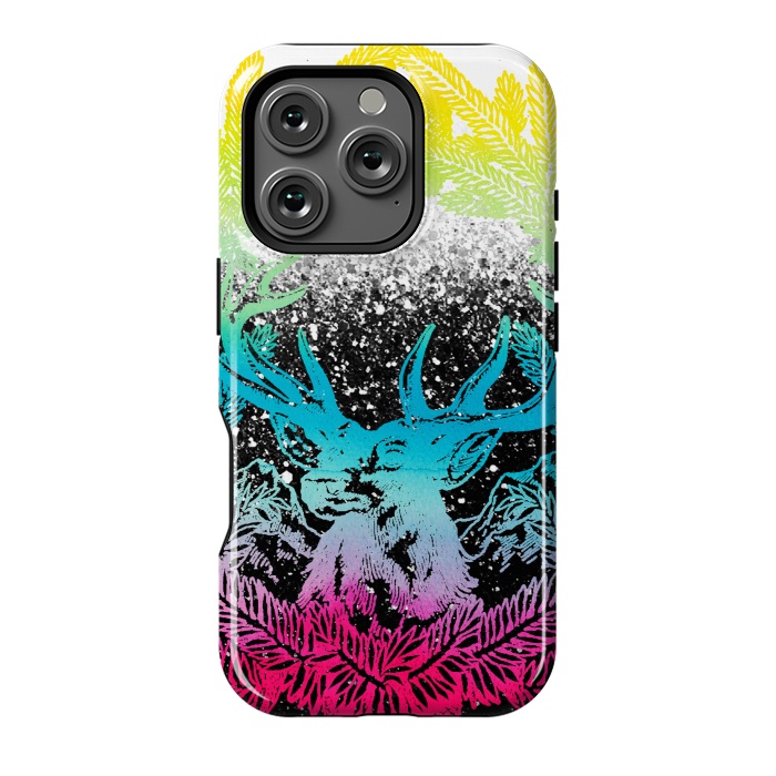 iPhone 16 Pro StrongFit Gradient reindeer and pine leaves illustration by Oana 