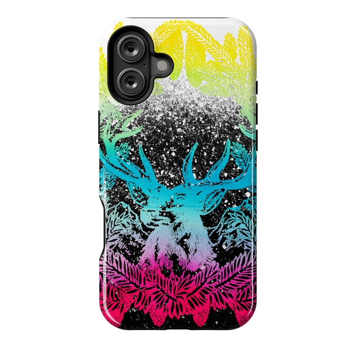 iPhone 16 Plus StrongFit Gradient reindeer and pine leaves illustration by Oana 