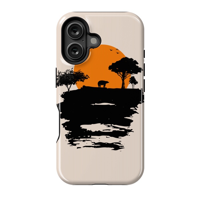 iPhone 16 StrongFit Bear Travel on Mountain by Creativeaxle