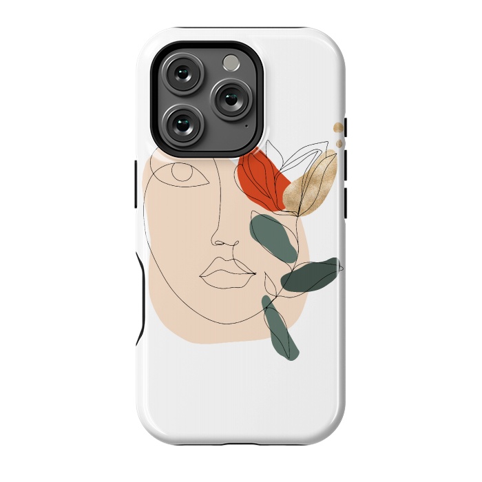 iPhone 16 Pro StrongFit Lineart Face Floral  by DaDo ART