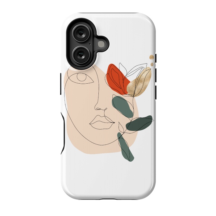 iPhone 16 StrongFit Lineart Face Floral  by DaDo ART