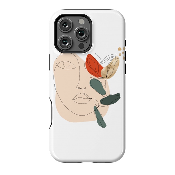 iPhone 16 Pro Max StrongFit Lineart Face Floral  by DaDo ART