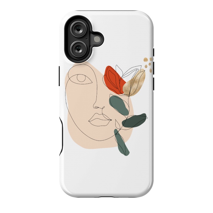 iPhone 16 Plus StrongFit Lineart Face Floral  by DaDo ART