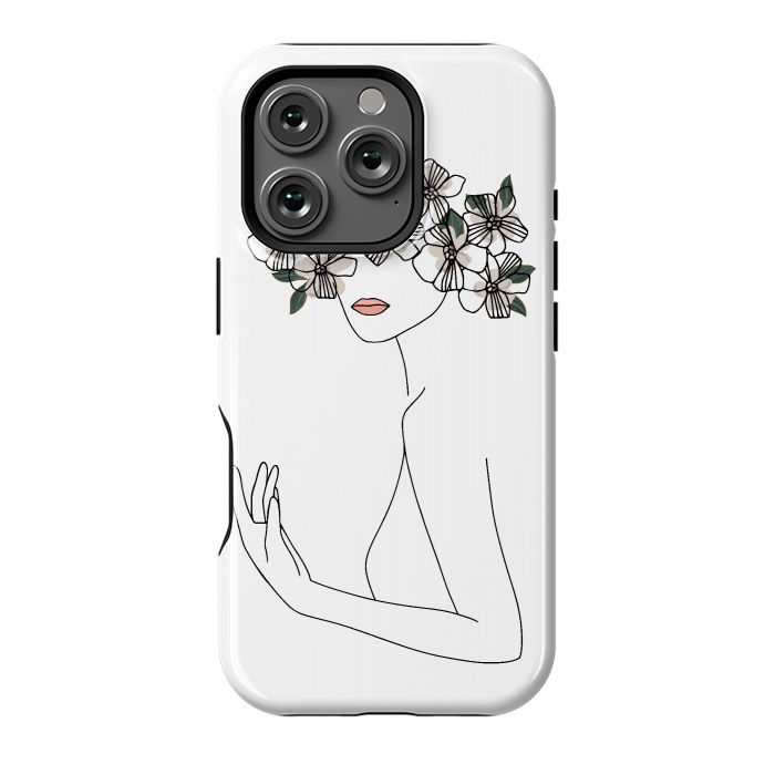 iPhone 16 Pro StrongFit Lineart - Nymph Girl Floral by DaDo ART