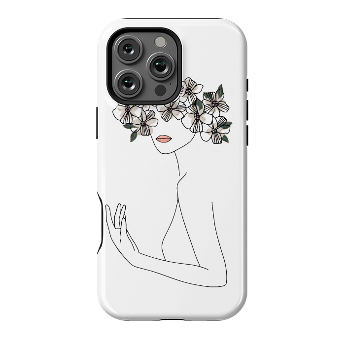 iPhone 16 Pro Max StrongFit Lineart - Nymph Girl Floral by DaDo ART