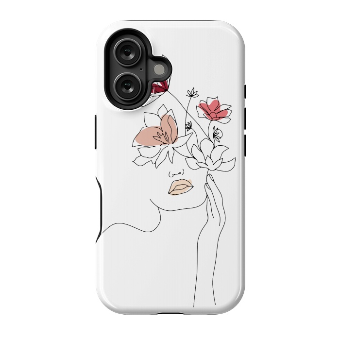 iPhone 16 StrongFit Lineart Girl Flowers by DaDo ART