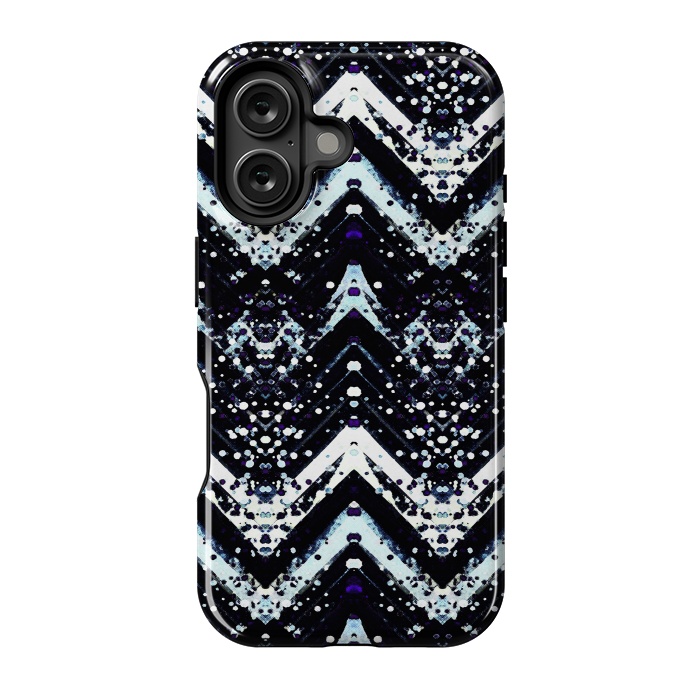 iPhone 16 StrongFit Snowy mountains zigzag ethnic pattern by Oana 