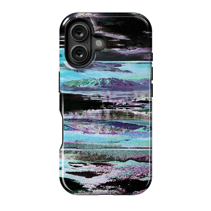 iPhone 16 StrongFit Stylised blue purple mountain landscape by Oana 