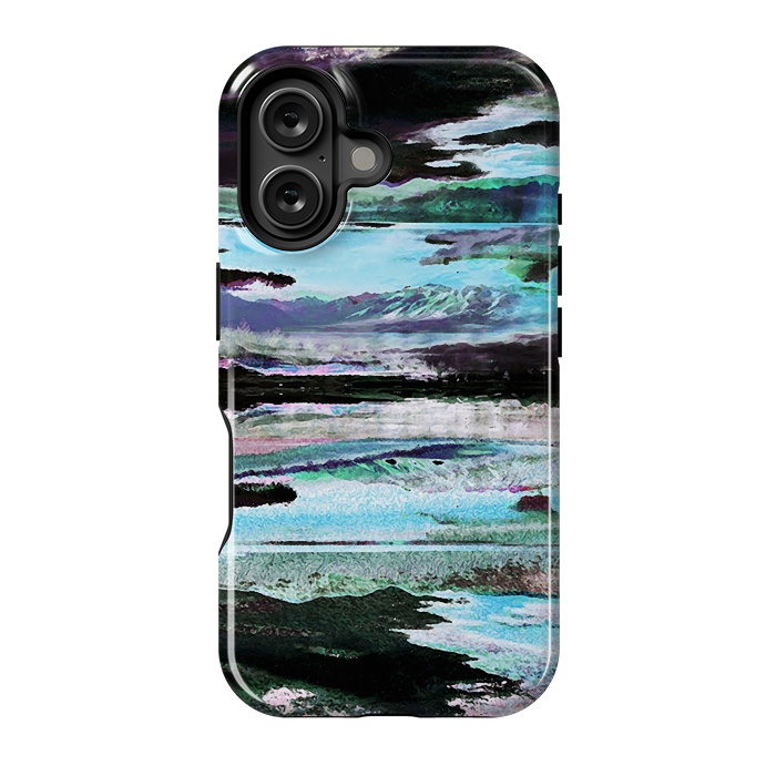 iPhone 16 StrongFit Mountain landscape textured modern painting by Oana 