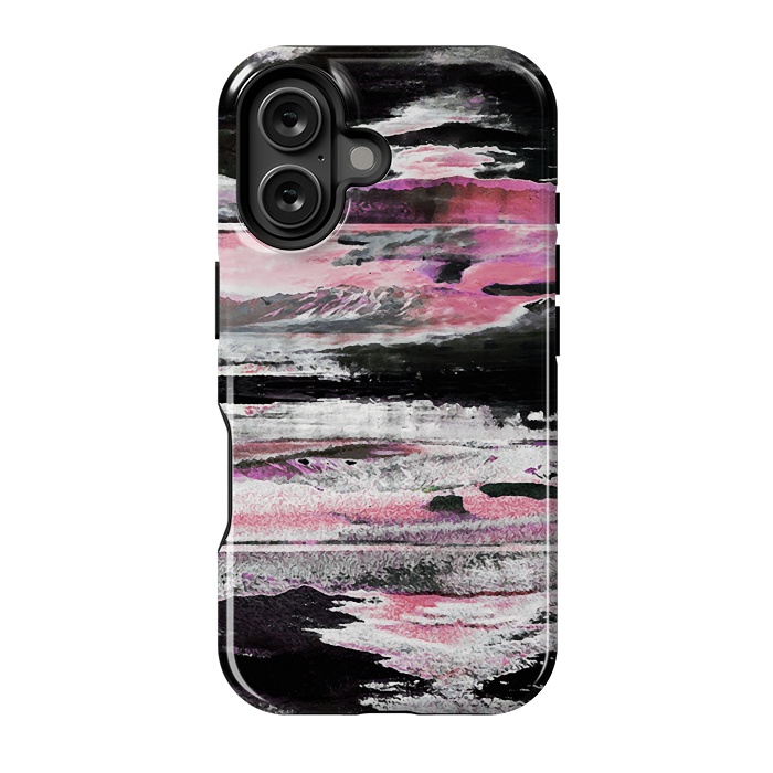 iPhone 16 StrongFit Faded pink mountain sunset landscape by Oana 