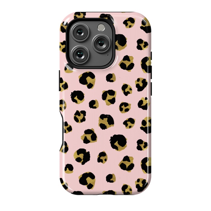 iPhone 16 Pro StrongFit Pink and gold leopard by Julia Badeeva