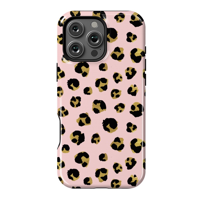 iPhone 16 Pro Max StrongFit Pink and gold leopard by Julia Badeeva