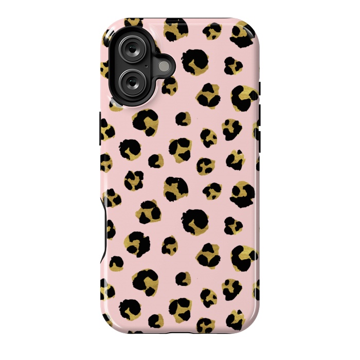 iPhone 16 Plus StrongFit Pink and gold leopard by Julia Badeeva