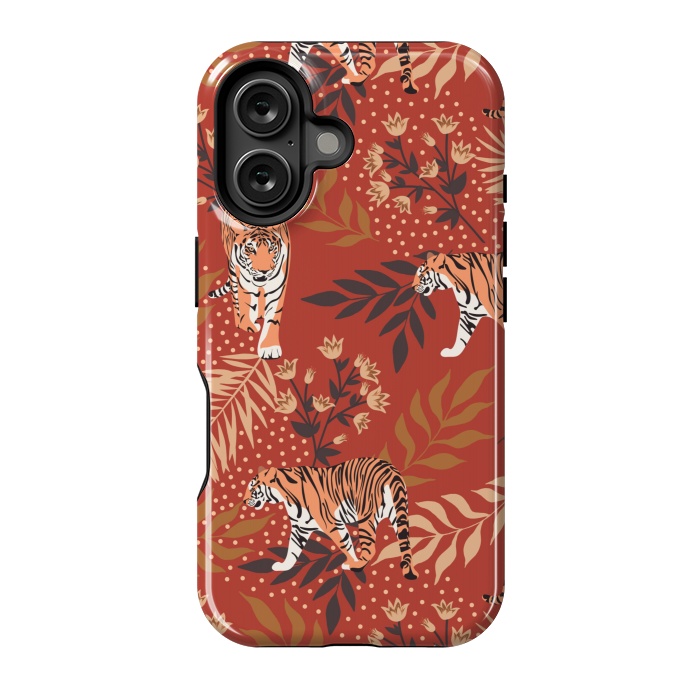 iPhone 16 StrongFit Tigers. Red pattern by Julia Badeeva