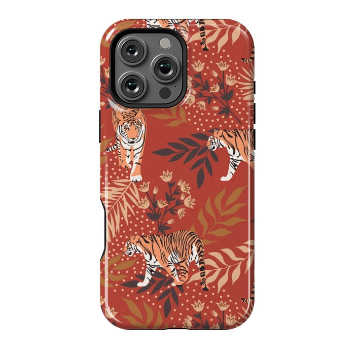 iPhone 16 Pro Max StrongFit Tigers. Red pattern by Julia Badeeva