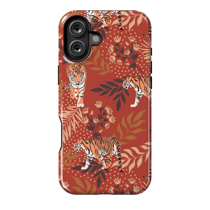 iPhone 16 Plus StrongFit Tigers. Red pattern by Julia Badeeva